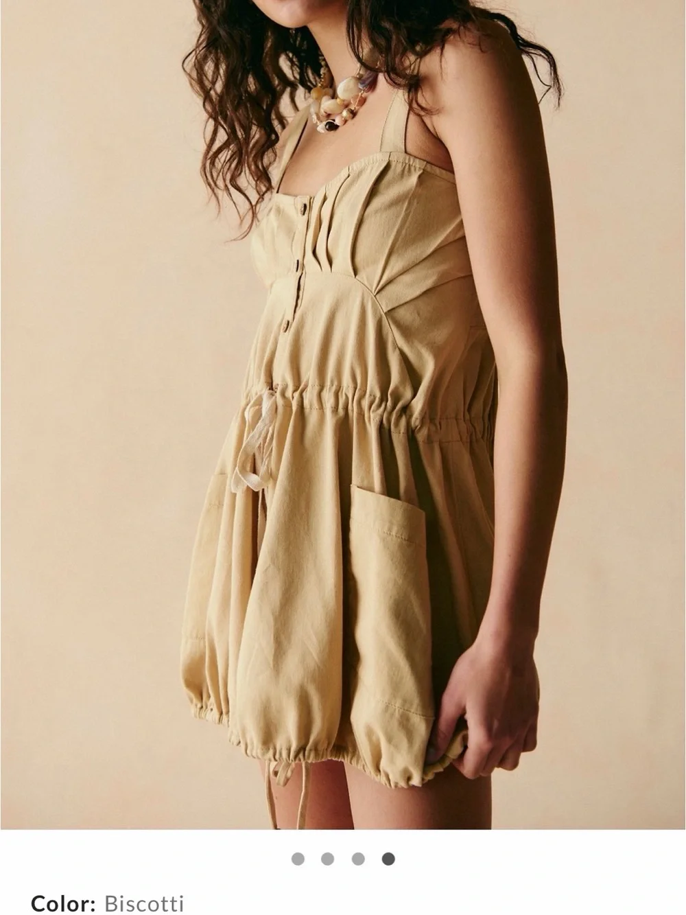 Free People Free Est Taste of Sunshine Drawstring Peplum Tunic in Tan Biscotti